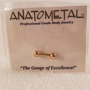 18kt gold straight barbell and ball lip/ear ring